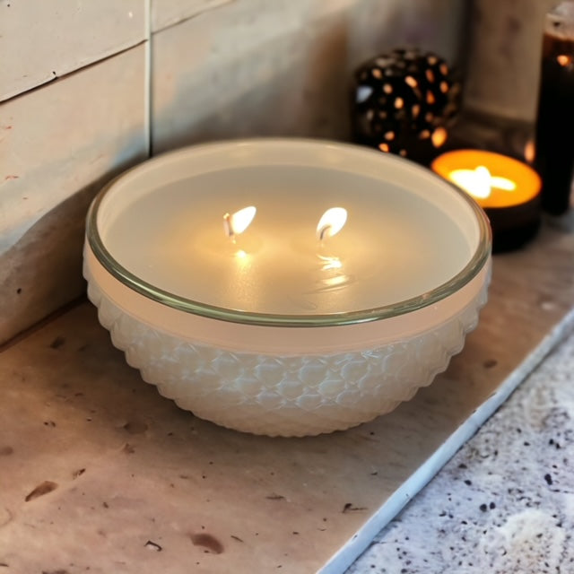 White & Gold Luxe Crystal Large Candle