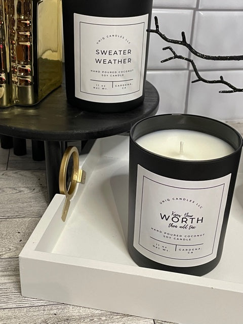 Know Your Worth, Then Add Tax! Uniq Candles - All About The Scent